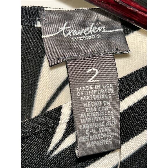 NWT Chicos Travelers Sz L Deco Pull Over Blouse 3/4 Sleeve Easy Wear Boho Whimsy - Picture 7 of 11